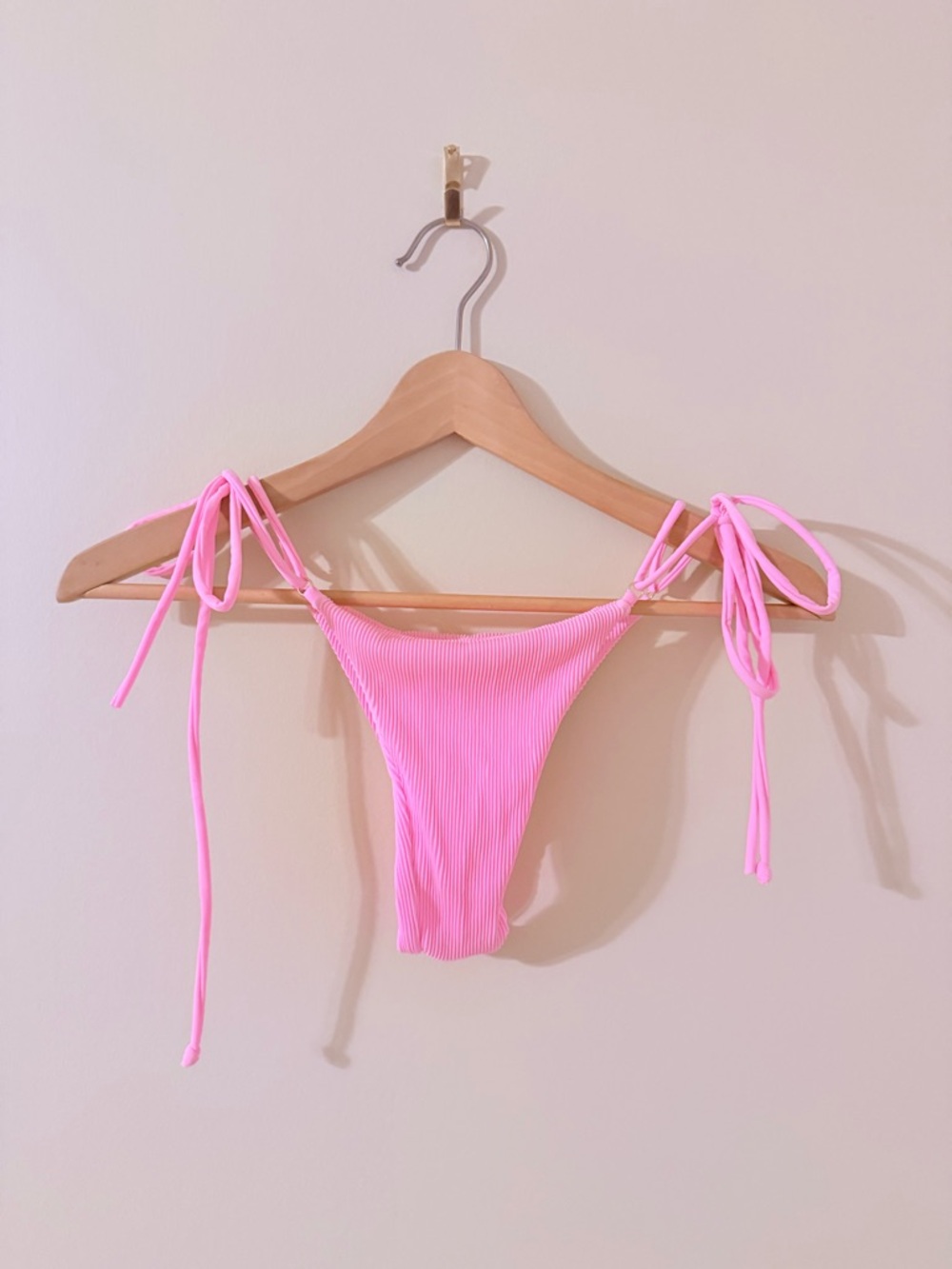 KULANI KINIS • Bubblegum Pink Ribbed Tie-Side Bikini Bottom 🫧